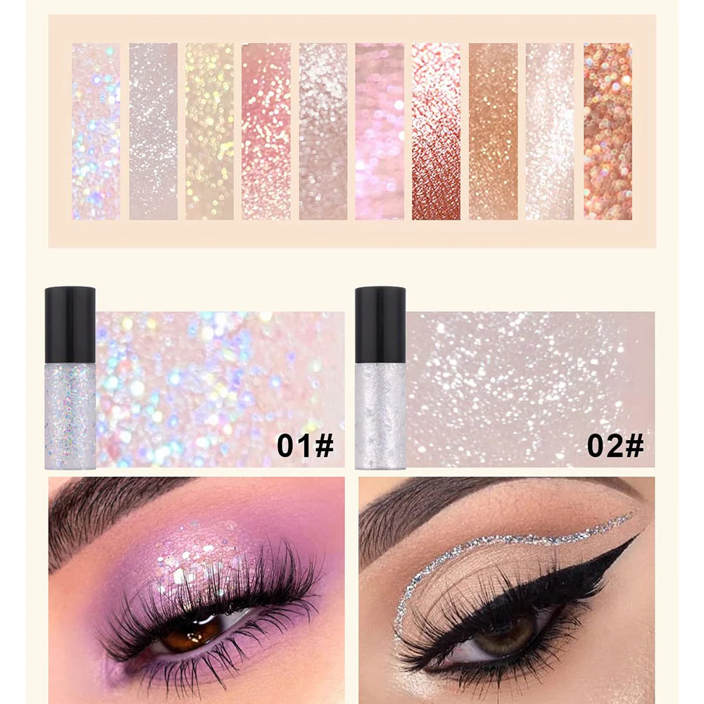 10 Colors Glitter Liquid Eyeliner Shining Eyeliner Set for girls .