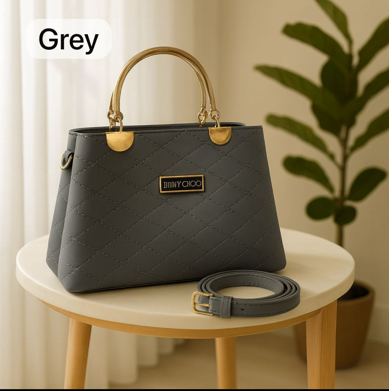 Leather Handbags with Golden Metal Handles
