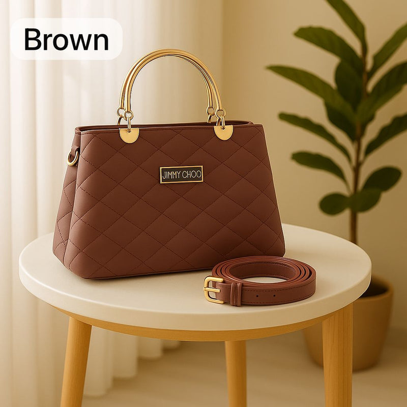 Leather Handbags with Golden Metal Handles