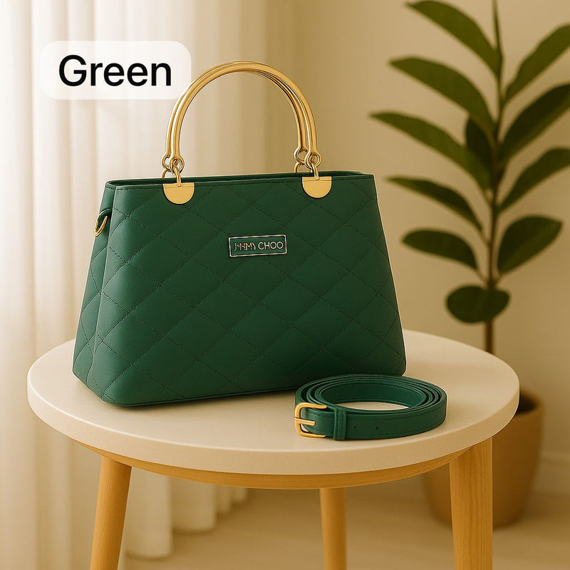 Leather Handbags with Golden Metal Handles