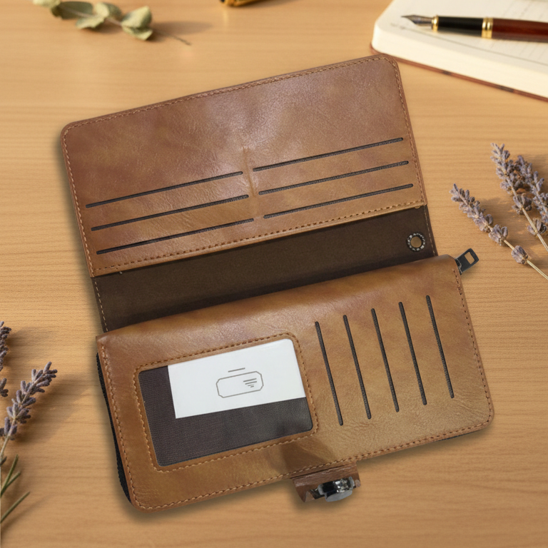 Premium Black Leather Travel Organizer Wallet