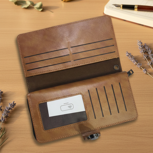 Premium Black Leather Travel Organizer Wallet