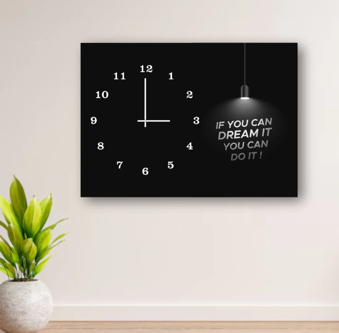 Inspirational Wooden Wall Clock – 12x16” Digital Print, Battery-Free, Hook Hanging Decor