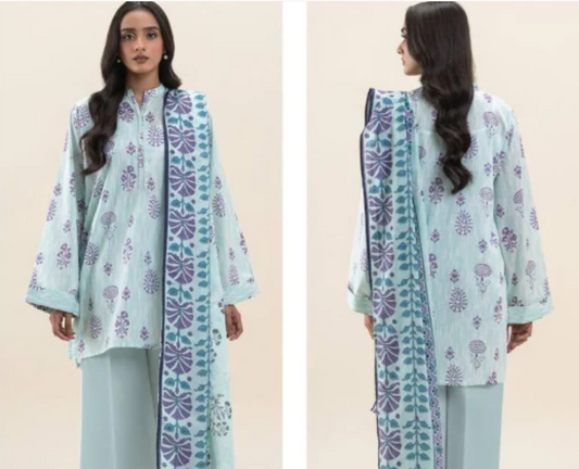 Beechtree : Digital Lawn Shirt, Plain Dyed Trouser &amp; Digital Lawn Dupatta!