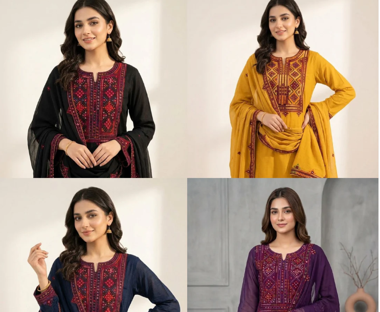 Celebrate this Eid with premium Handcrafted Balochi Collection featuring mirror work and hand embroidery work
