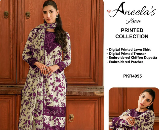 ☆Brand Name : Aneela’s Collection☆  ☆Fabric Details : Lawn  Chiffon☆