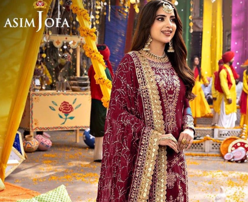 BRAND:ASIM JOFA wedding embroidered 2026  chiffon embroidered