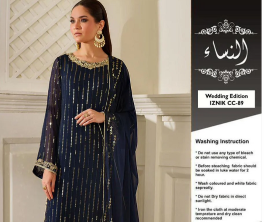 ☆Brand Name : Iznik☆  ☆Design Code : CC-89☆  ☆Fabric Details : Chiffon & Malai☆