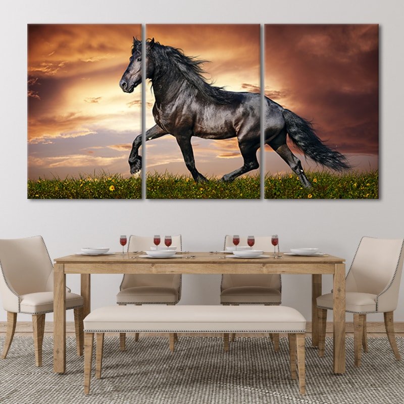 3 Pc Black Horse Wall Décor
