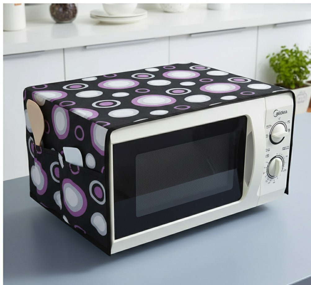 Oven Cover Kitchen Microwave Cover Waterproof Oil Dust Double Pockets Microwave Oven Cover (Random Design)