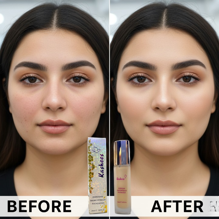 Kashee’s 24 Hrs High Coverage Foundation 20ml | Long Lasting Matte Finish | Lightweight Full Coverage Liquid Foundation For Flawless Skin (Shade 1)