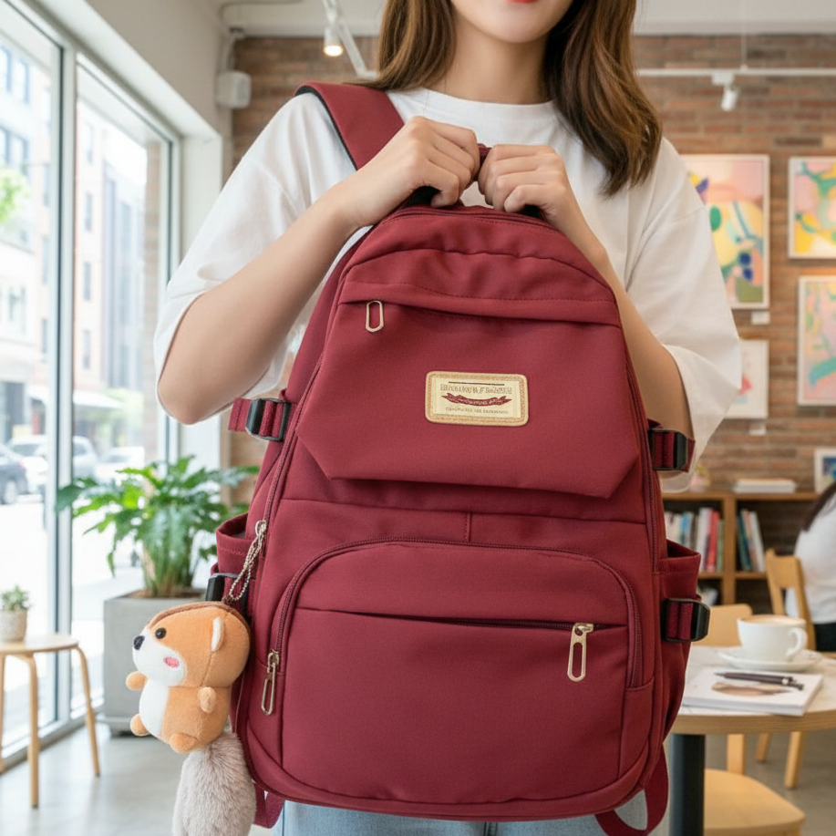 Korean Style School Bag | Large Capacity Nylon Backpack