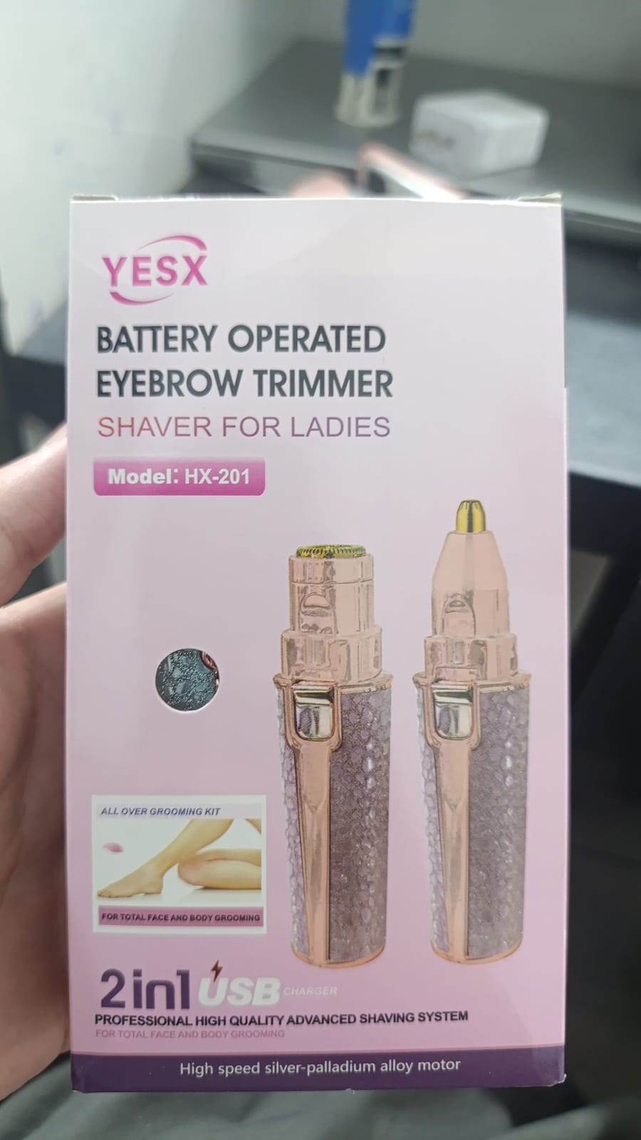 YESX HX-201 2-in-1 Eyebrow Trimmer & Facial Hair Shaver | Battery-Operated | Portable Grooming Tool