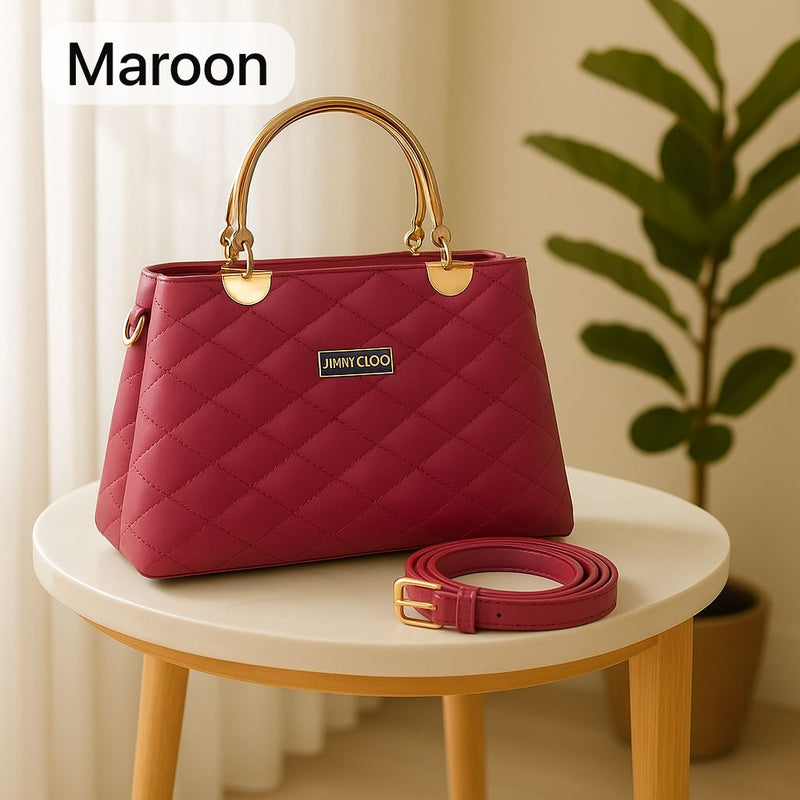 Leather Handbags with Golden Metal Handles