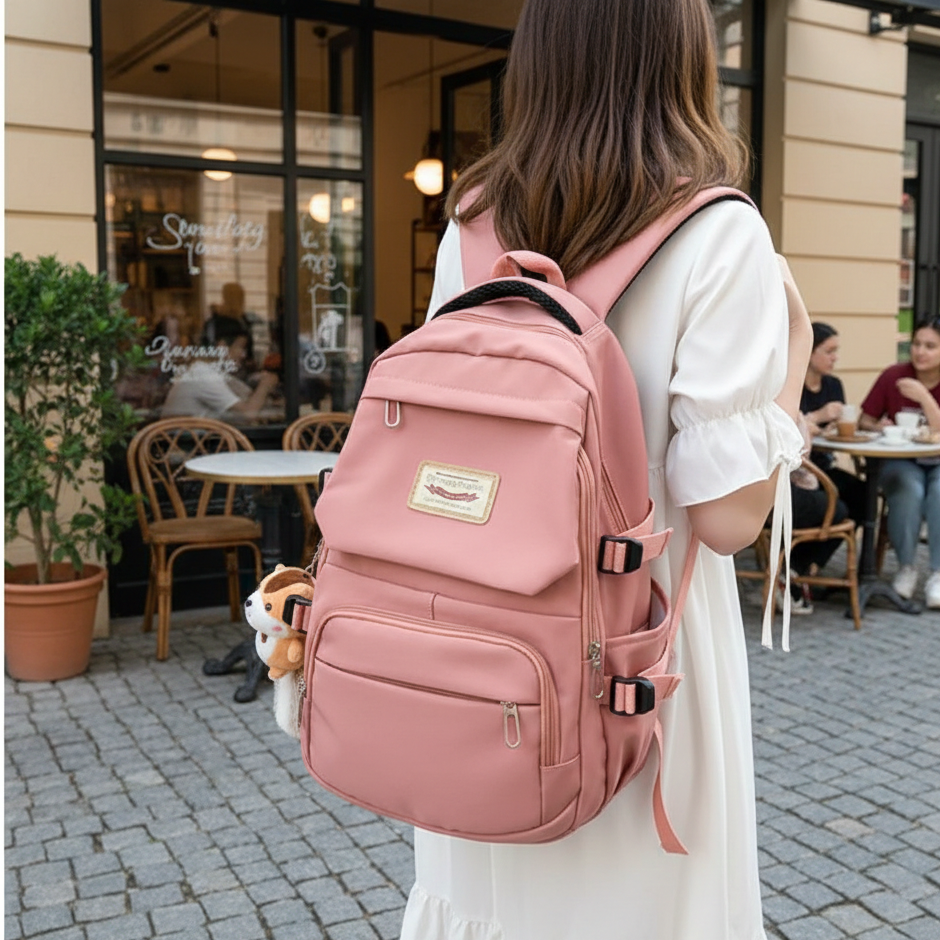Korean Style School Bag | Large Capacity Nylon Backpack