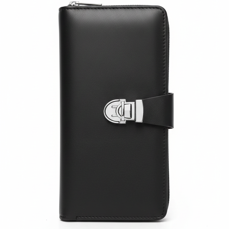 Premium Black Leather Travel Organizer Wallet