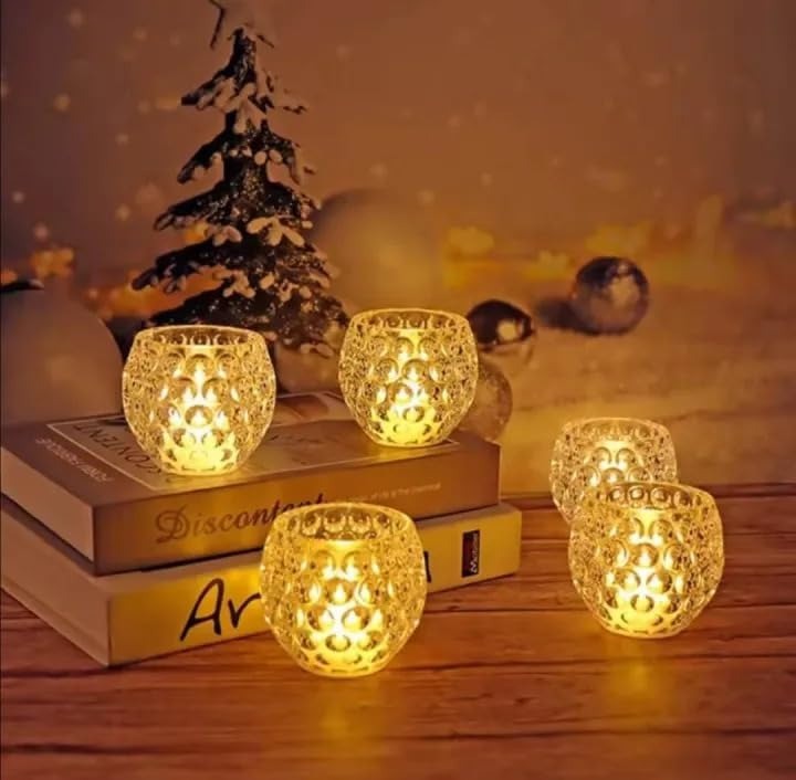 Amber Shine Crystal Tea Light Candle Holder