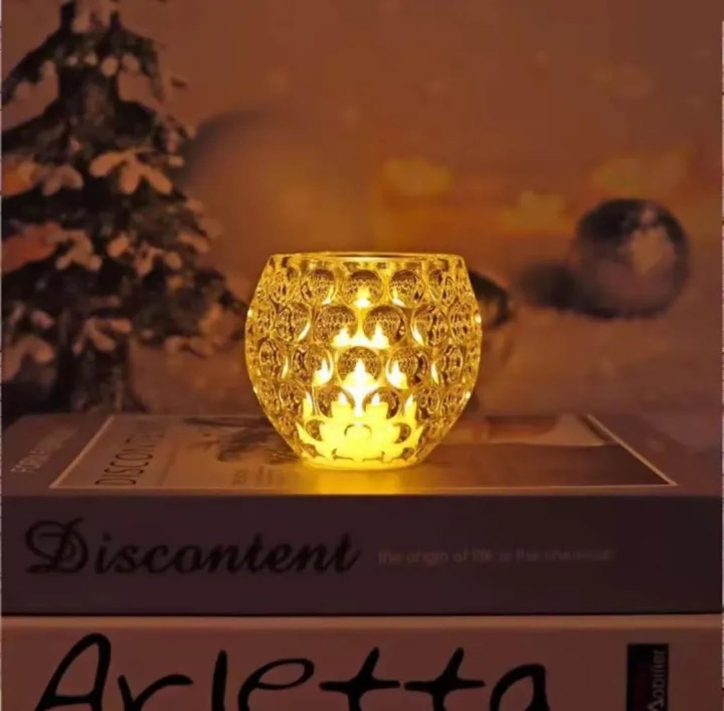 Amber Shine Crystal Tea Light Candle Holder