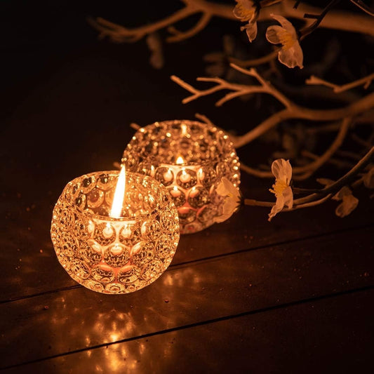 Amber Shine Crystal Tea Light Candle Holder