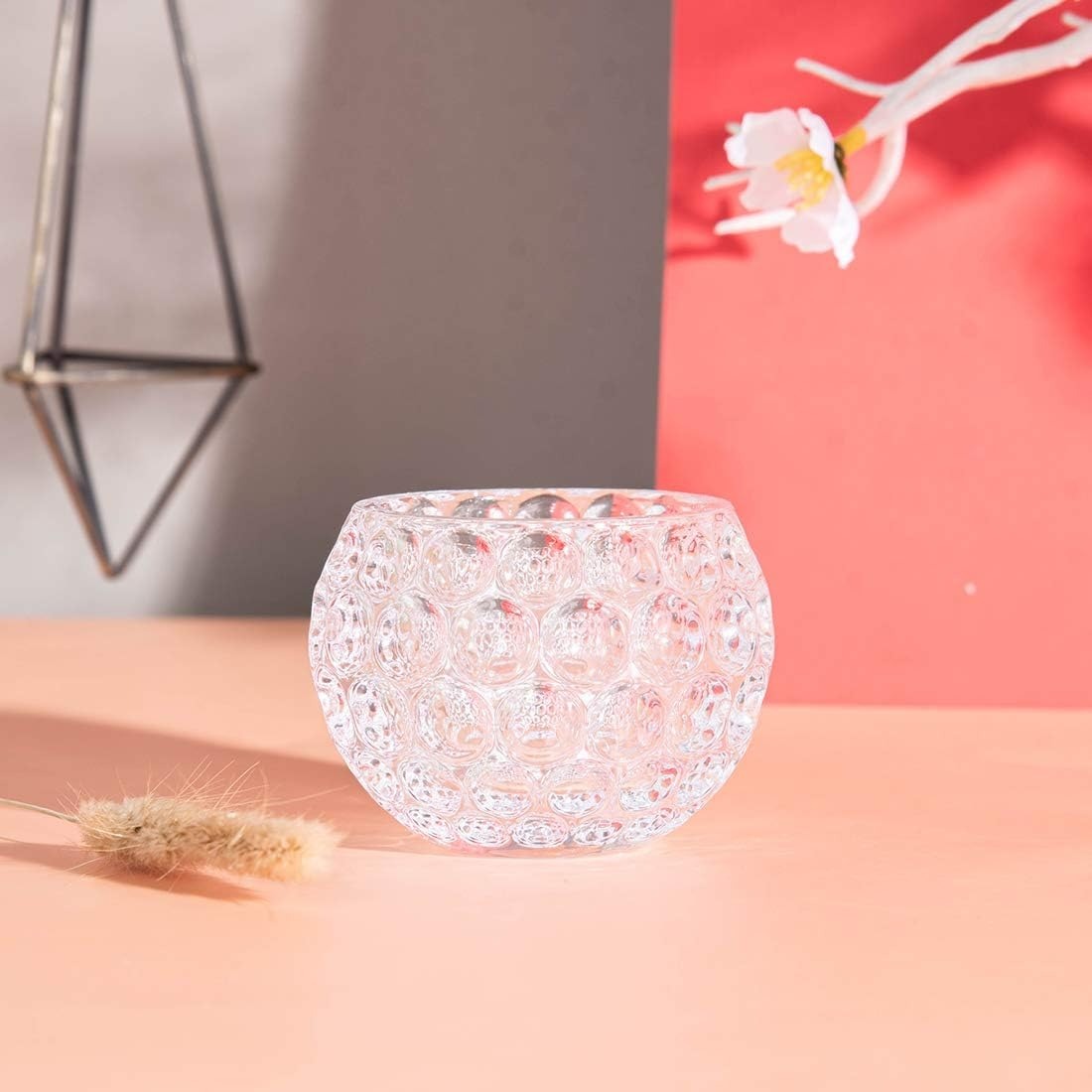 Amber Shine Crystal Tea Light Candle Holder
