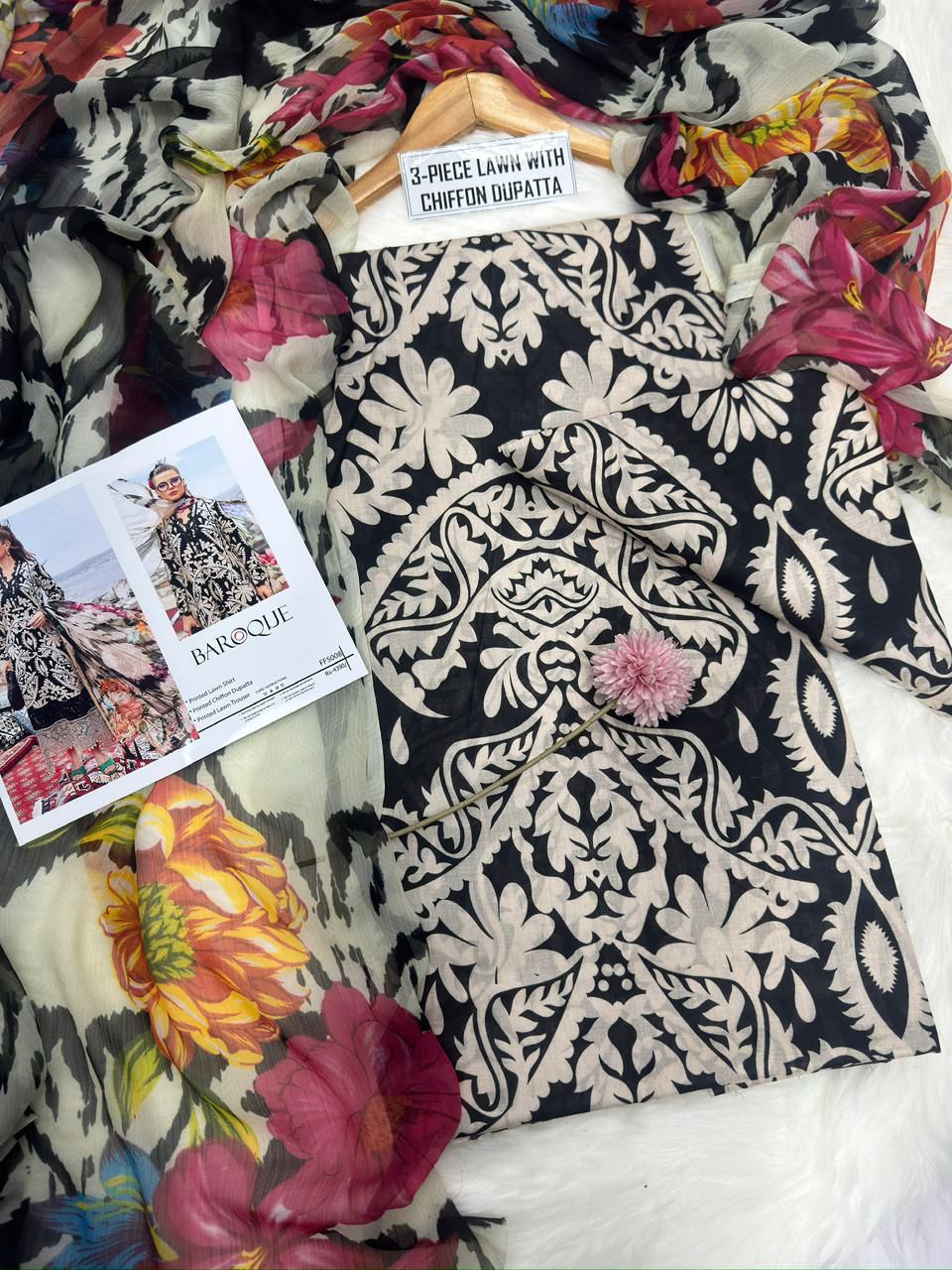Chiffon Duppata 3pc Lawn Collection( Mix brands)