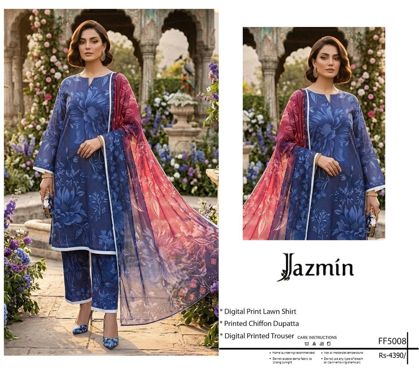 Chiffon Duppata 3pc Lawn Collection( Mix brands)