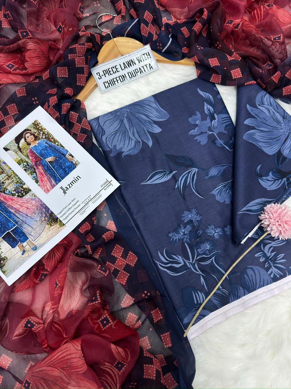 Chiffon Duppata 3pc Lawn Collection( Mix brands)