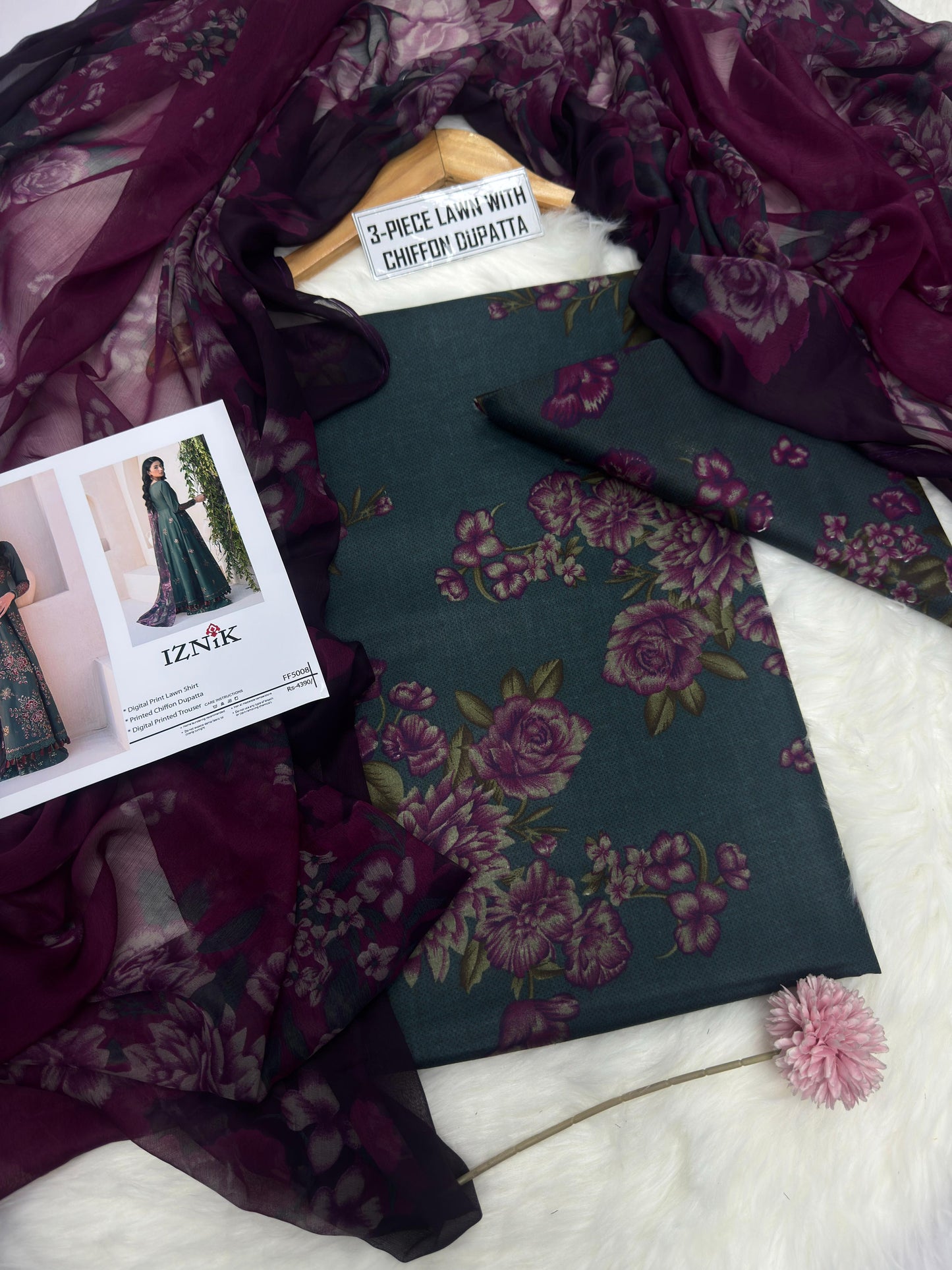 Chiffon Duppata 3pc Lawn Collection( Mix brands)