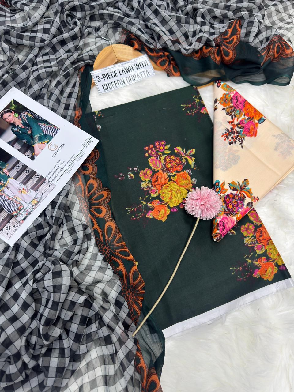 Chiffon Duppata 3pc Lawn Collection( Mix brands)