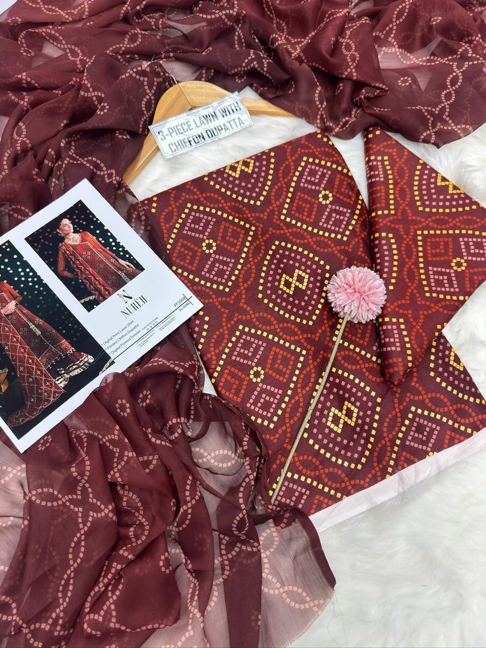 Chiffon Duppata 3pc Lawn Collection( Mix brands)
