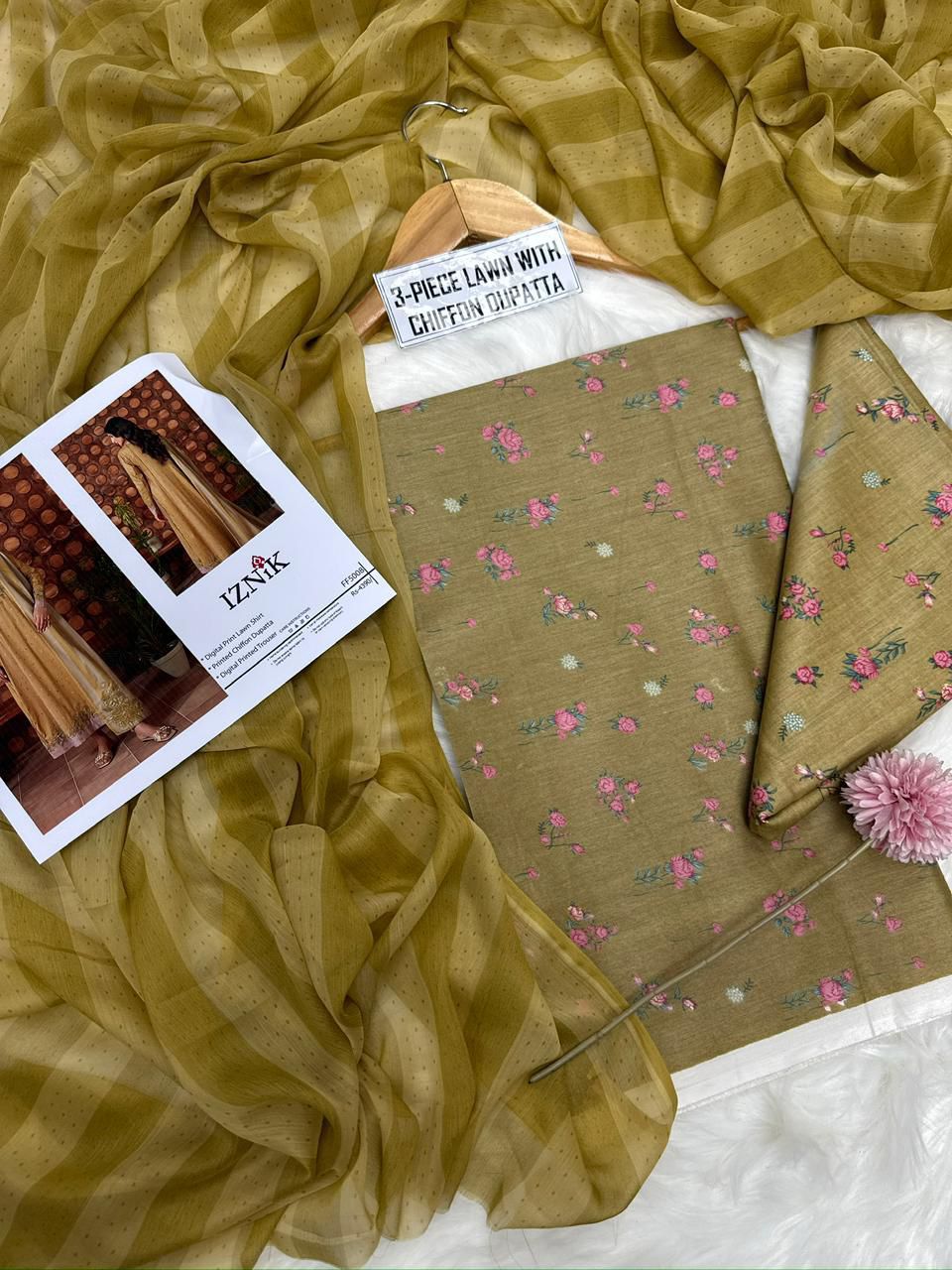Chiffon Duppata 3pc Lawn Collection( Mix brands)
