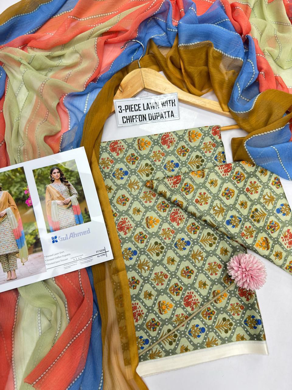Chiffon Duppata 3pc Lawn Collection( Mix brands)