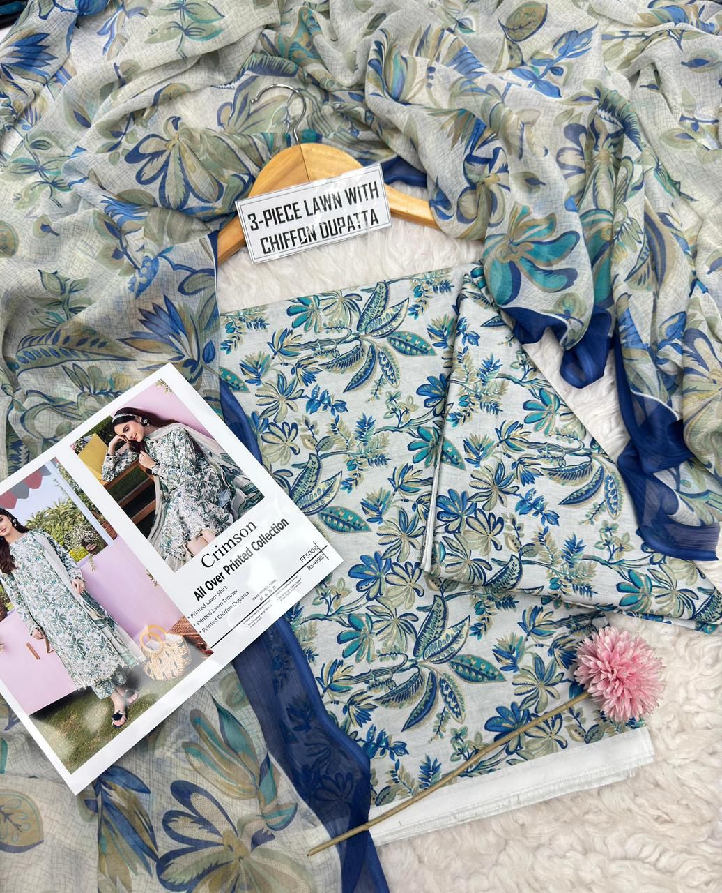 Chiffon Duppata 3pc Lawn Collection( Mix brands)