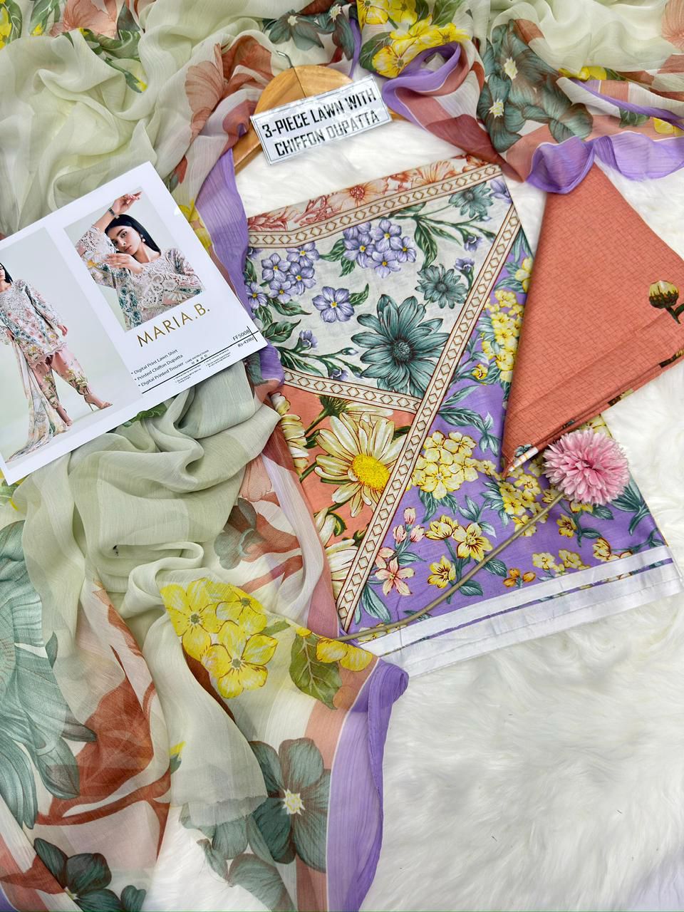 Chiffon Duppata 3pc Lawn Collection( Mix brands)