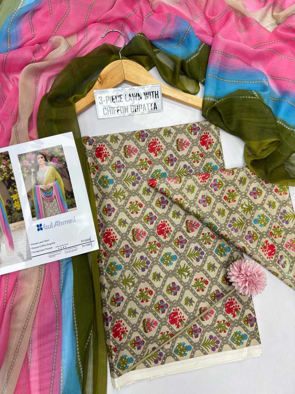 Chiffon Duppata 3pc Lawn Collection( Mix brands)