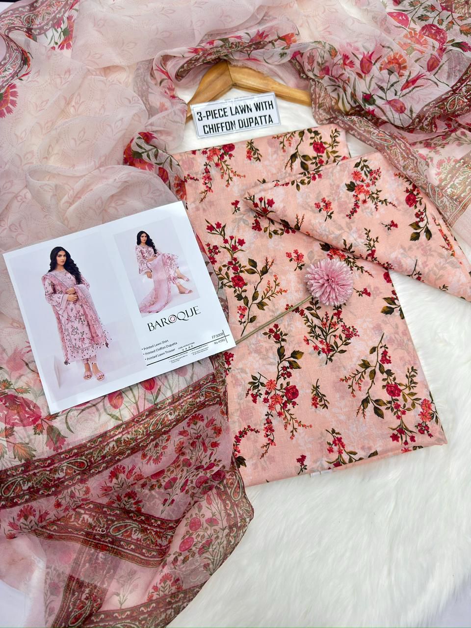 Chiffon Duppata 3pc Lawn Collection( Mix brands)