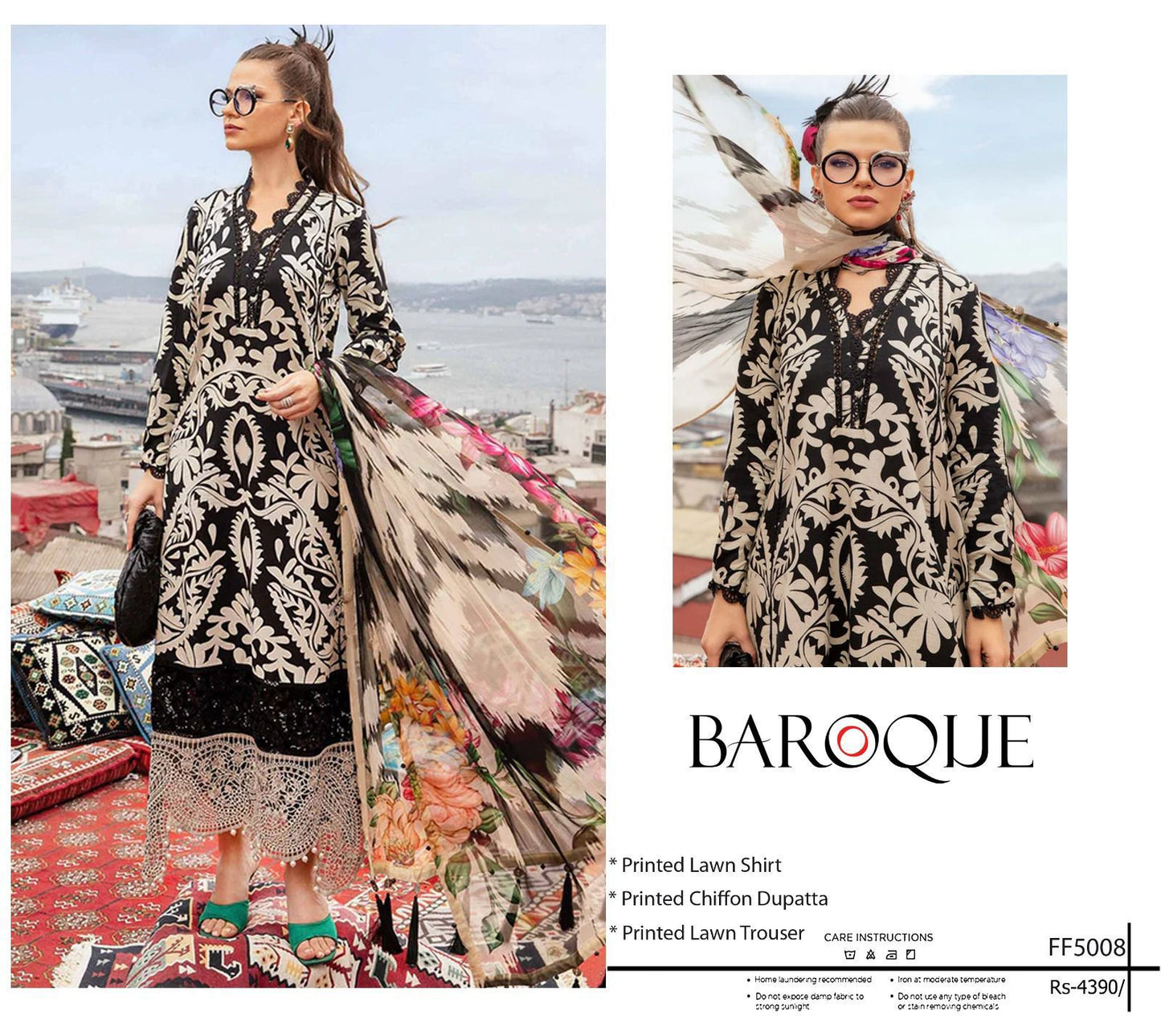 Chiffon Duppata 3pc Lawn Collection( Mix brands)