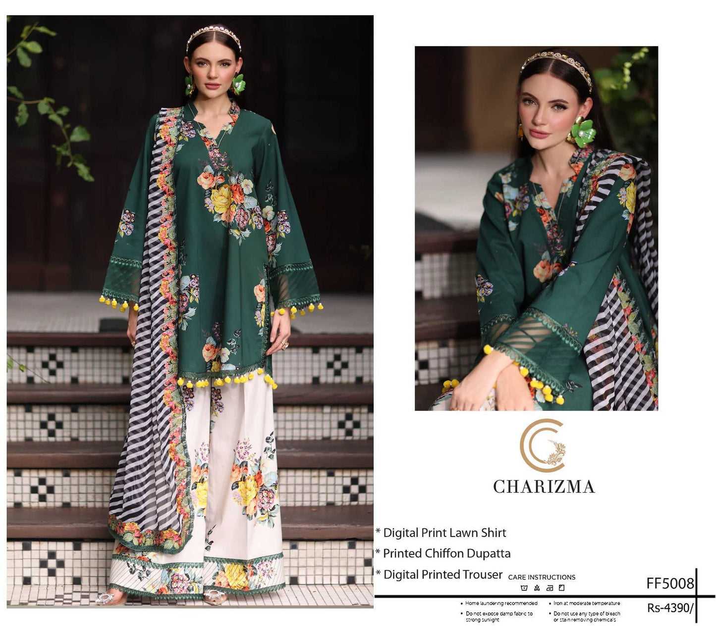 Chiffon Duppata 3pc Lawn Collection( Mix brands)