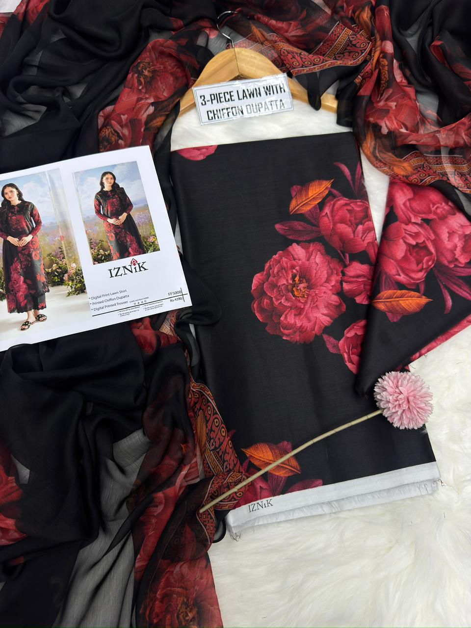 Chiffon Duppata 3pc Lawn Collection( Mix brands)