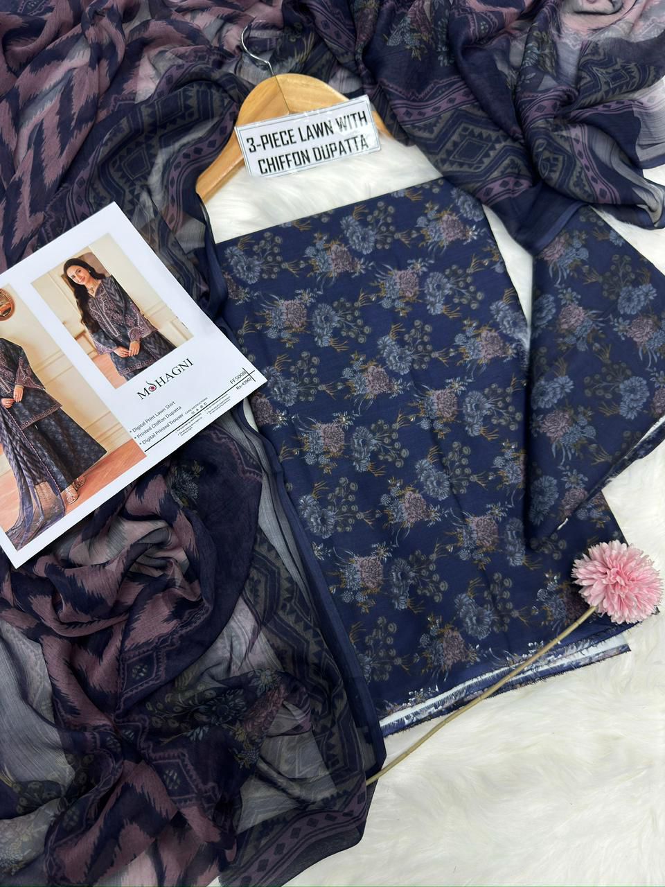 Chiffon Duppata 3pc Lawn Collection( Mix brands)
