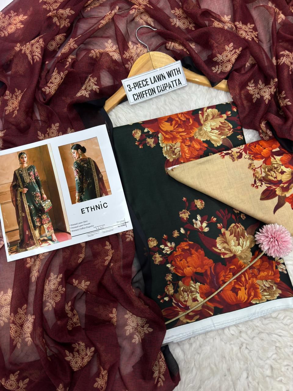 Chiffon Duppata 3pc Lawn Collection( Mix brands)