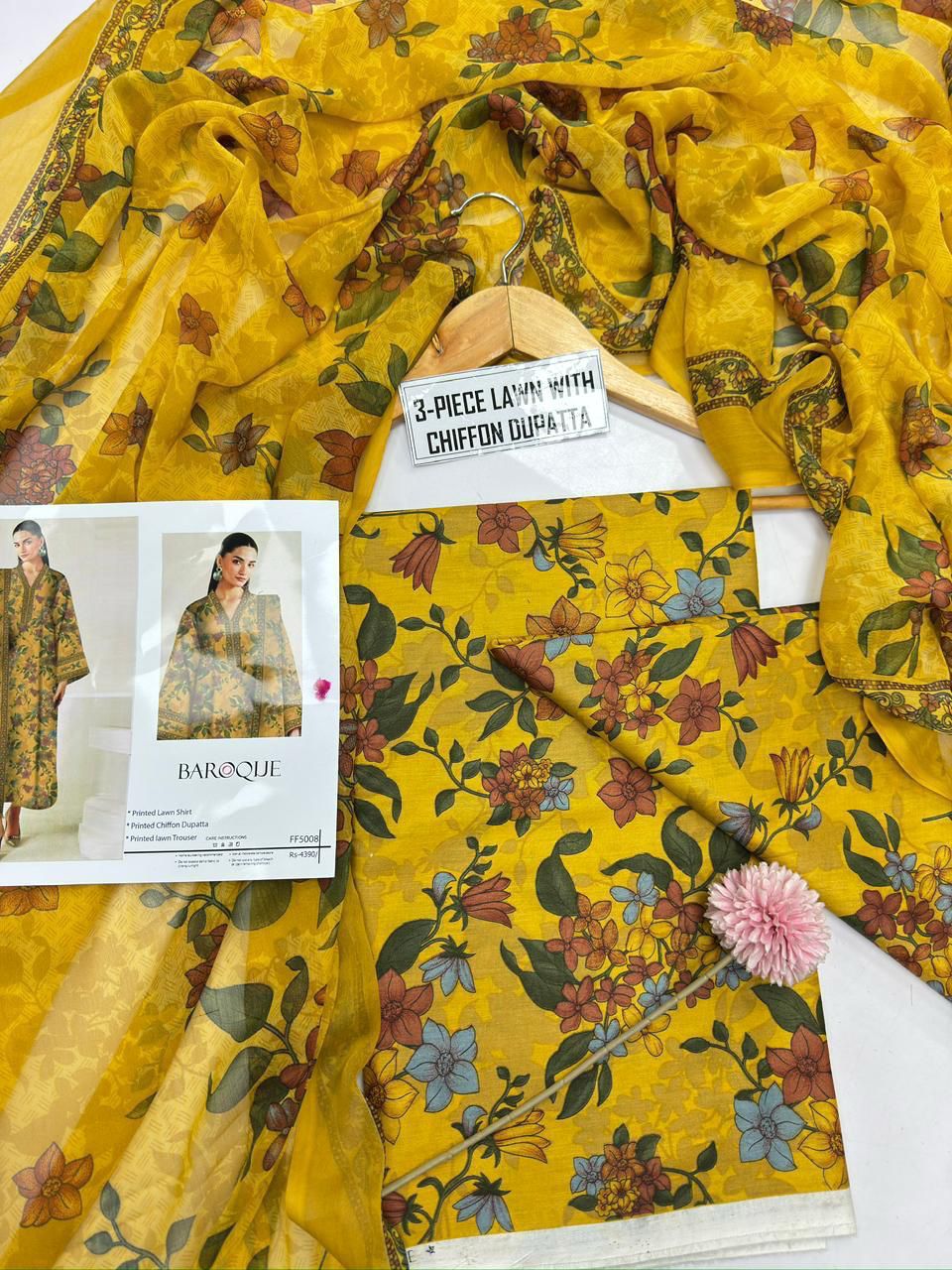 Chiffon Duppata 3pc Lawn Collection( Mix brands)