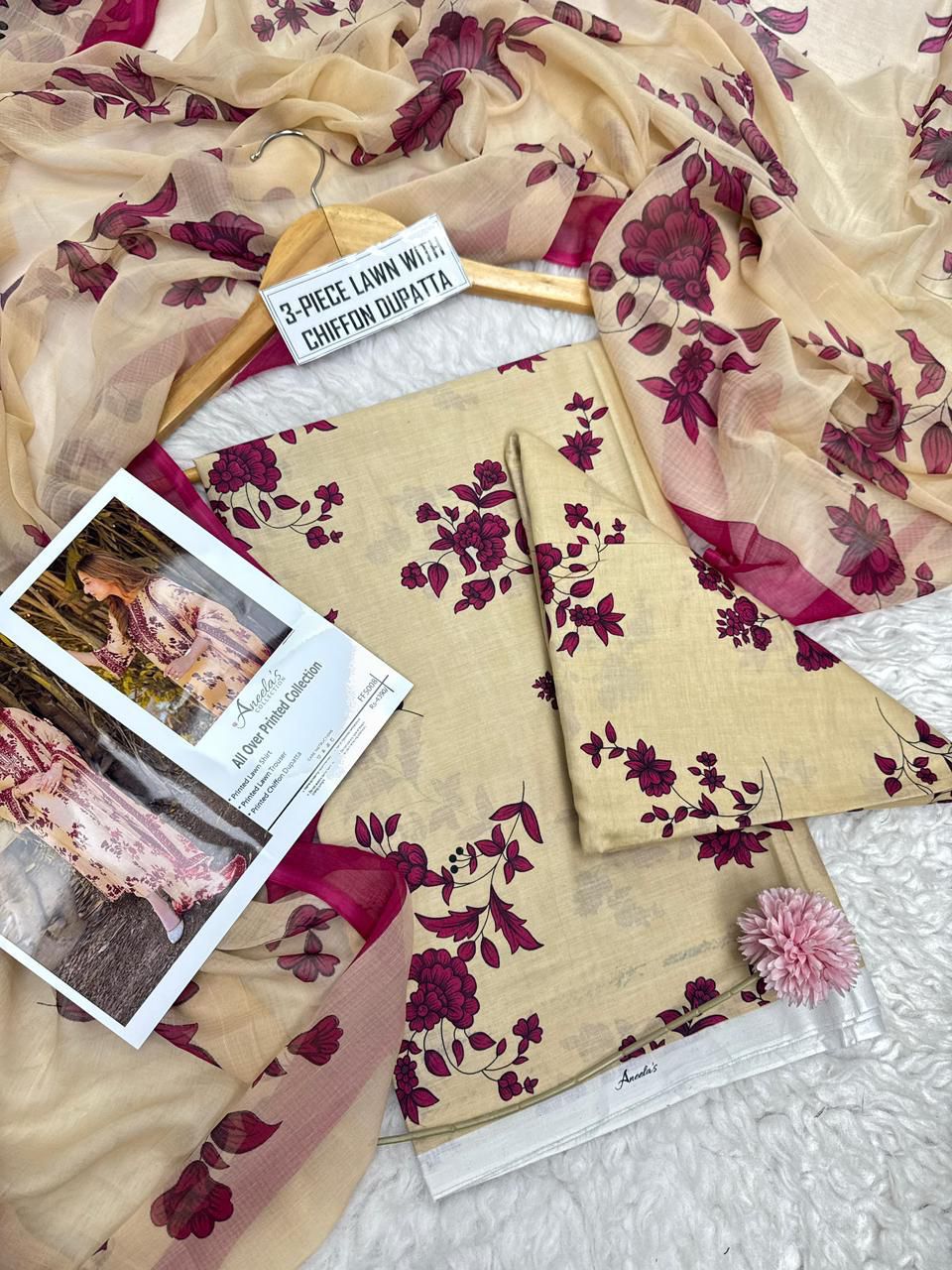 Chiffon Duppata 3pc Lawn Collection( Mix brands)