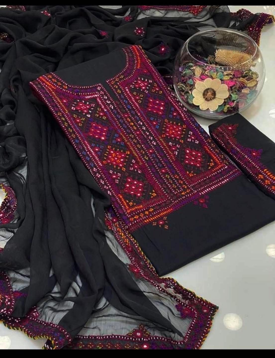 Celebrate this Eid with premium Handcrafted Balochi Collection featuring mirror work and hand embroidery work