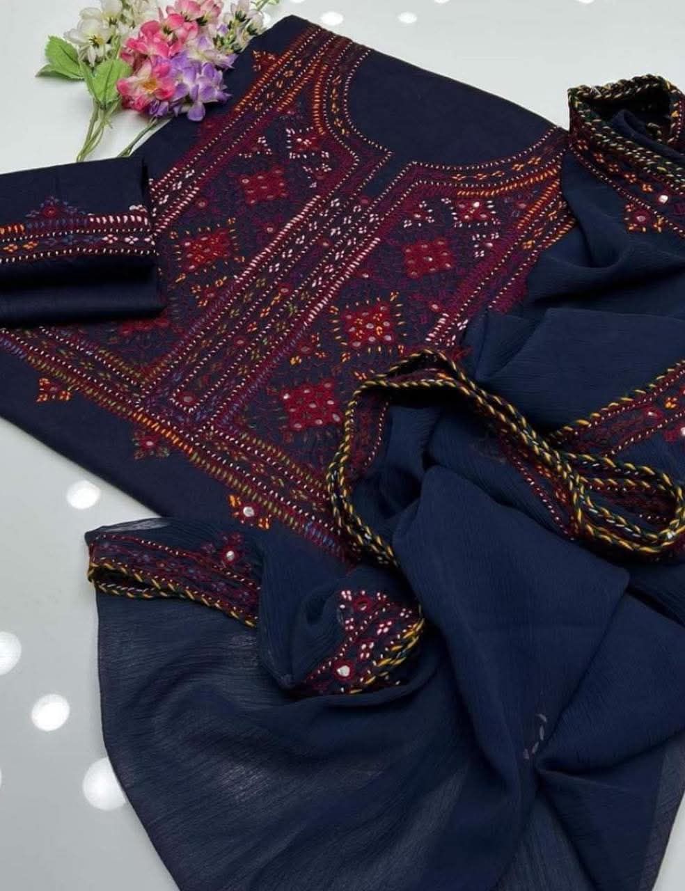 Celebrate this Eid with premium Handcrafted Balochi Collection featuring mirror work and hand embroidery work