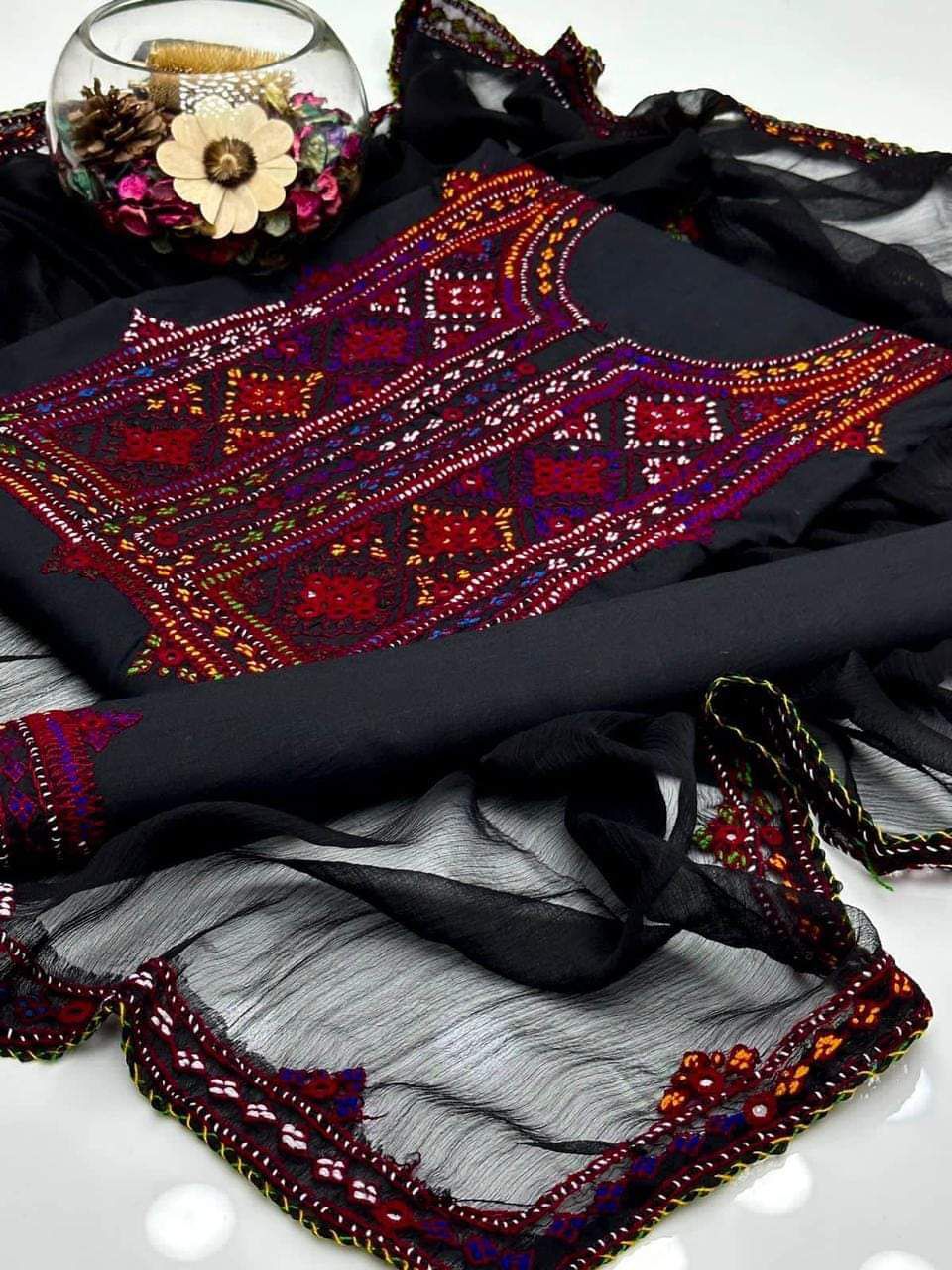 Celebrate this Eid with premium Handcrafted Balochi Collection featuring mirror work and hand embroidery work