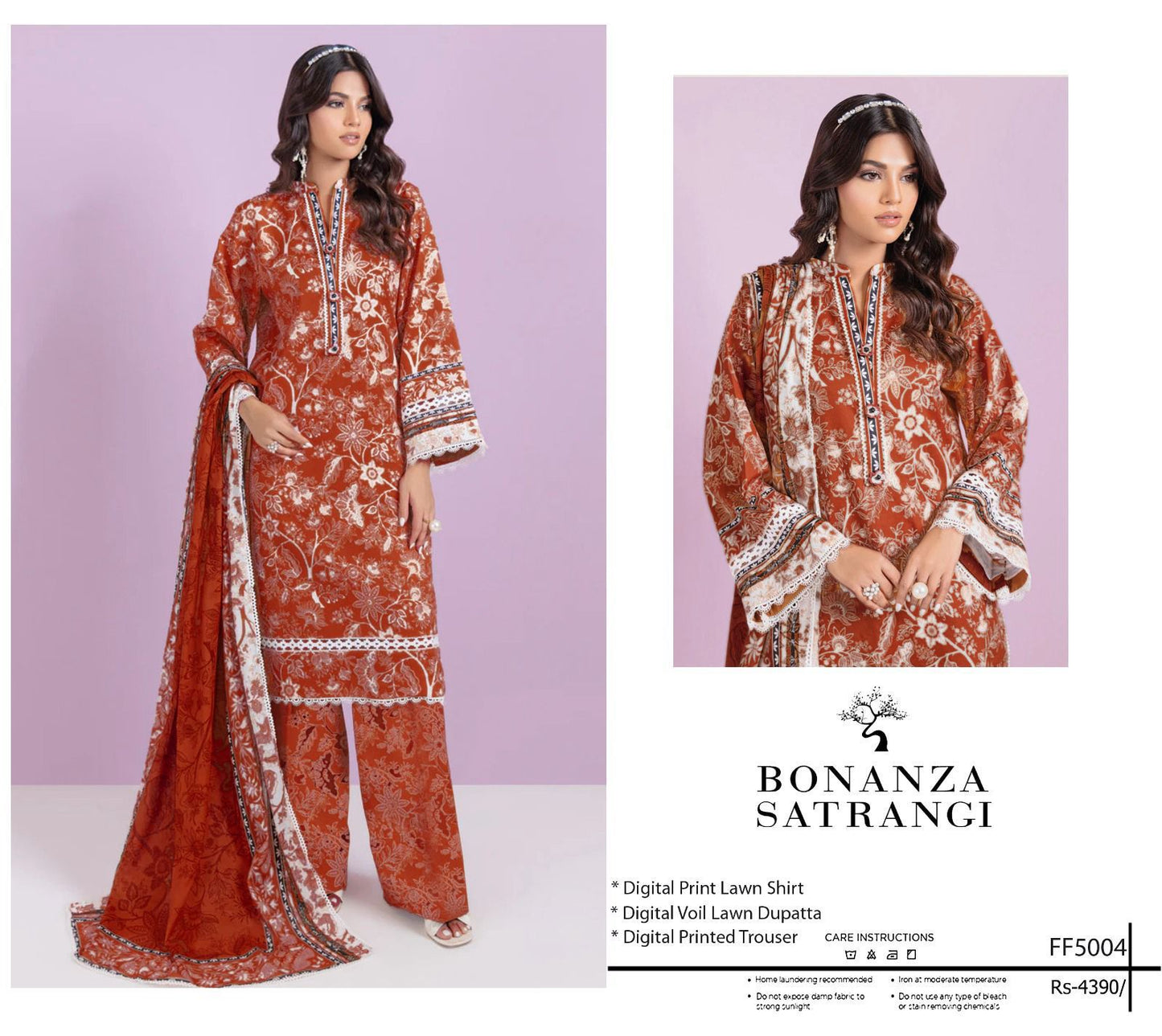 BONANZA SATRANGI 3 piece Print Vol