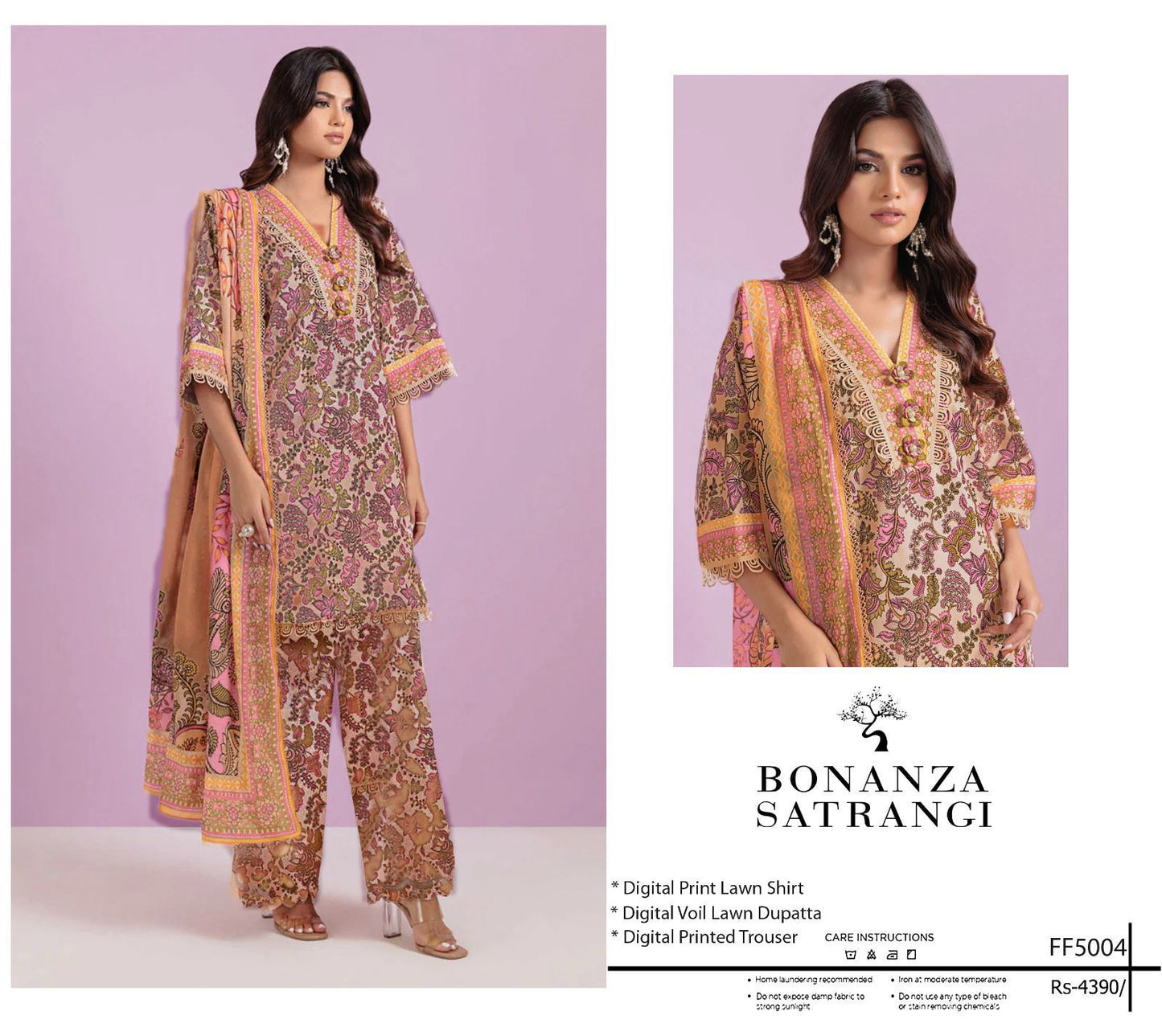BONANZA SATRANGI 3 piece Print Vol