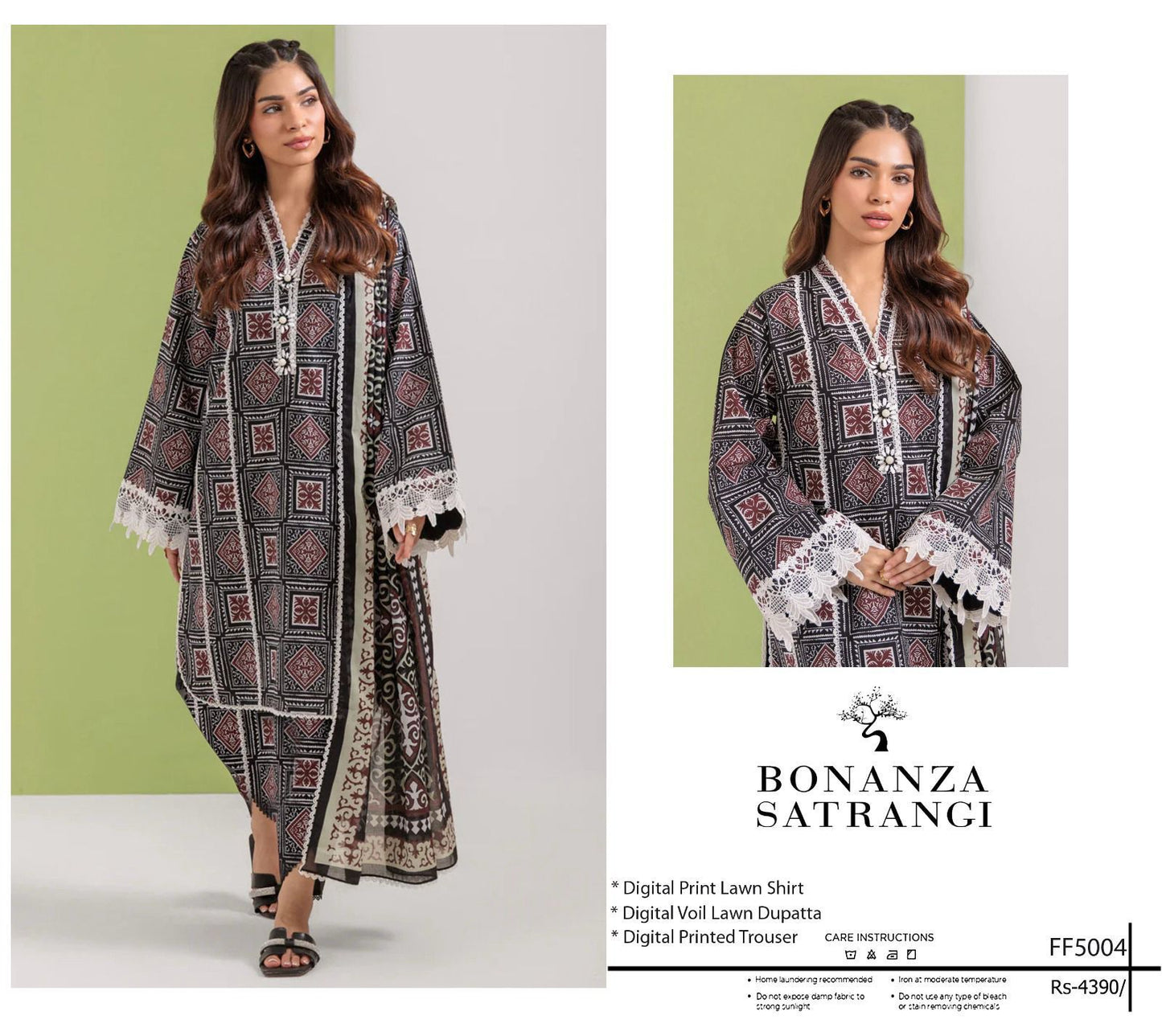 BONANZA SATRANGI 3 piece Print Vol