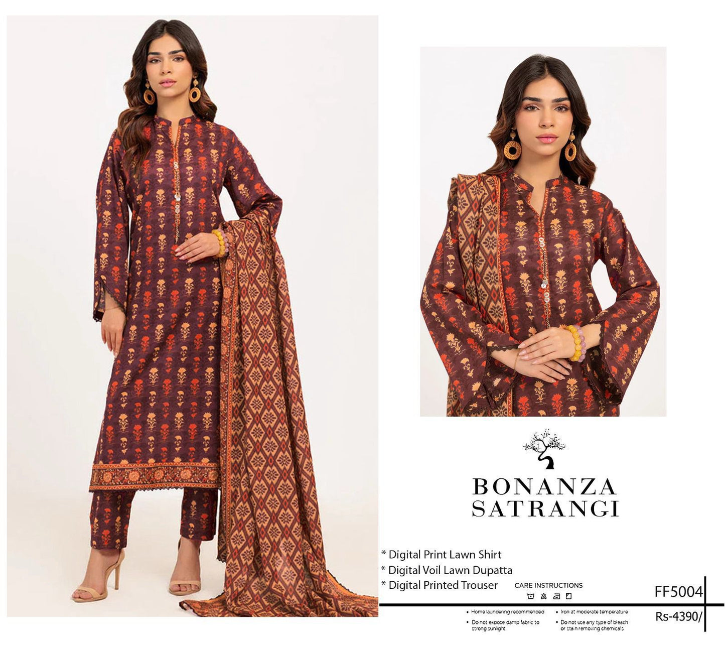 BONANZA SATRANGI 3 piece Print Vol